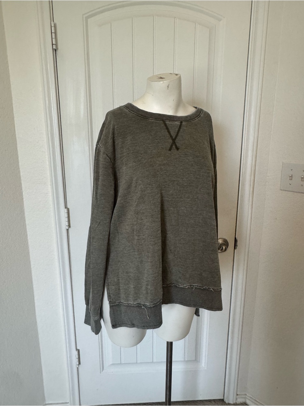 Wallflower olive green Ribbed Crewneck Sweatshirt